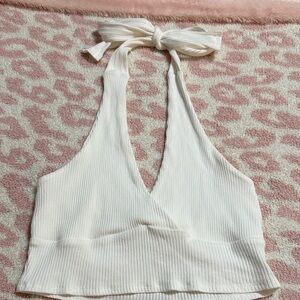 White Cropped Halter Top Size Medium